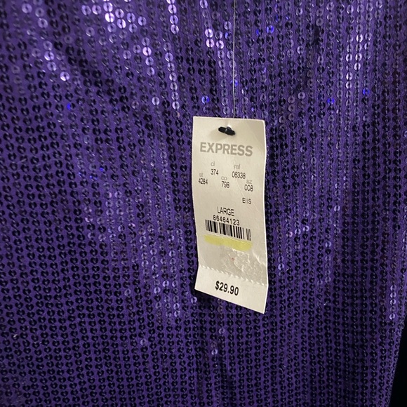 2 Express sequin front tank tops, size large. 1 purple and 1 gold. Sold as set. - Picture 7 of 10